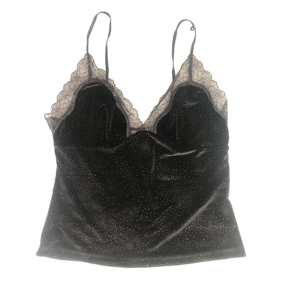 Gilligan & O'Malley Other - Glitter Velvet Sparkly Lace Lingerie Black Tank